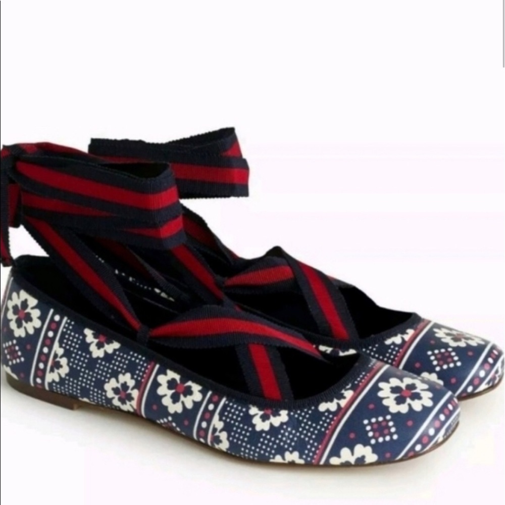 J. Crew Lily Lace-up Ballet Flats